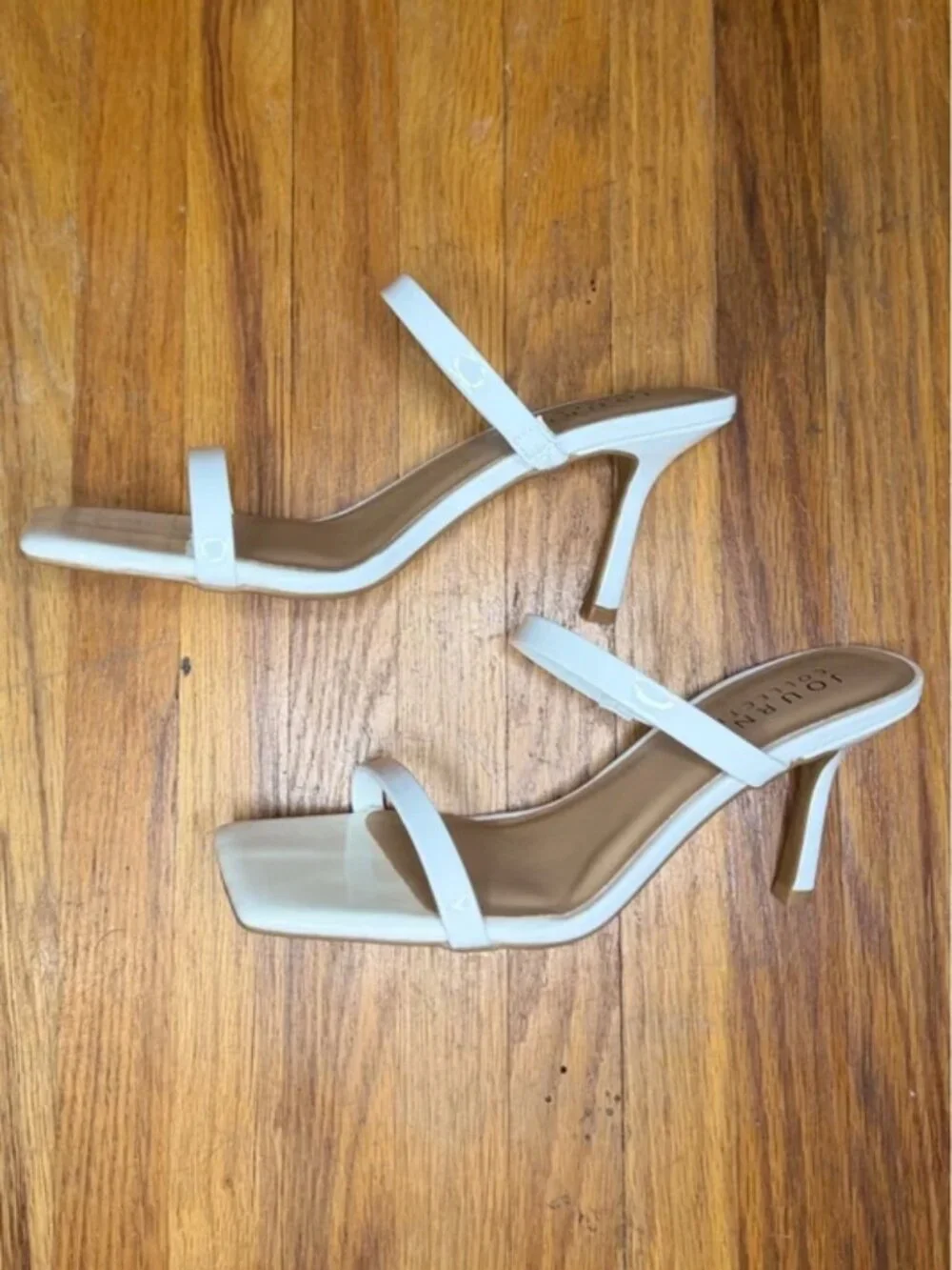 Journee Collection White Patent Kitten Heel Sandals Size 7